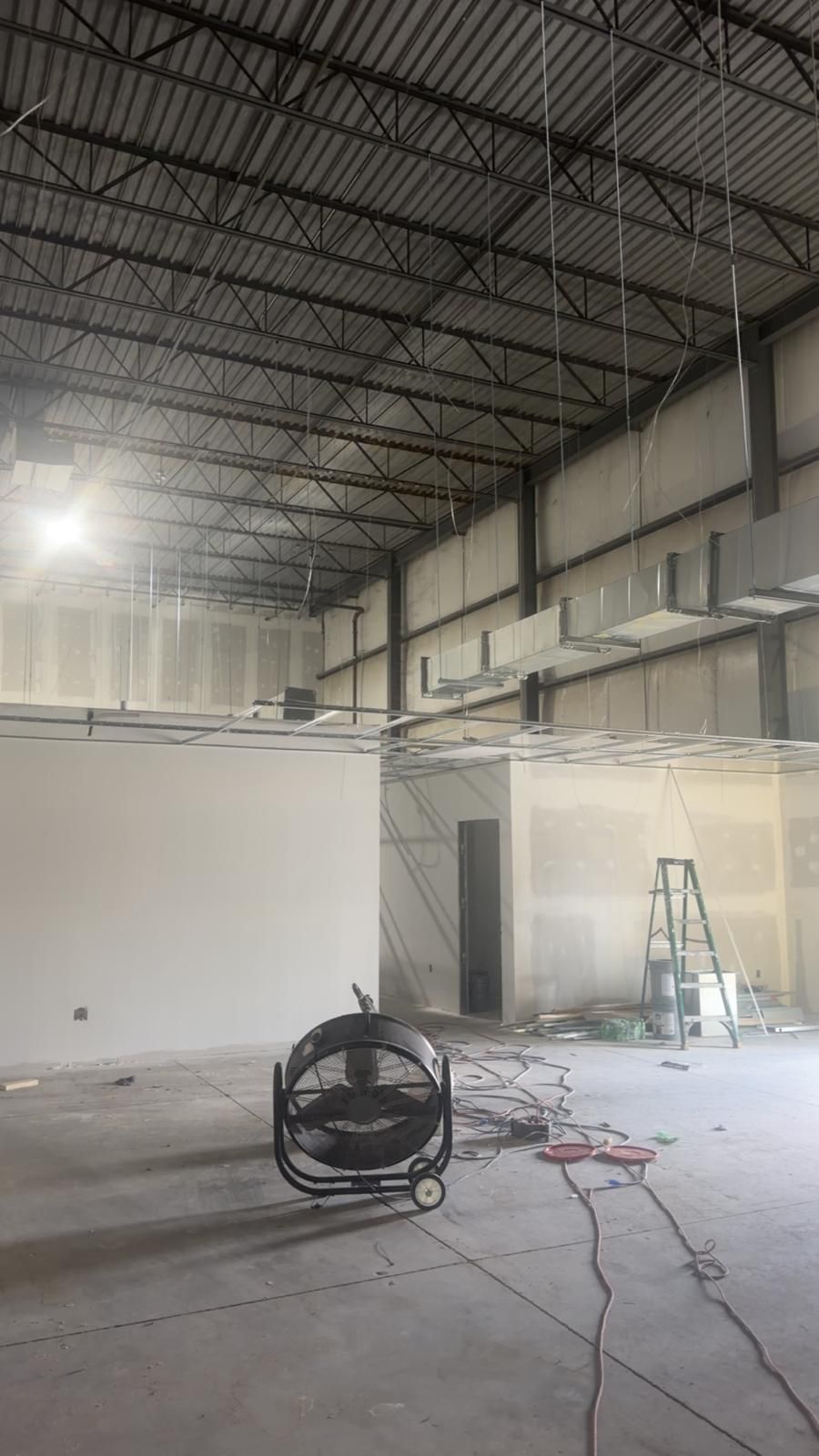 Commercial build-out with new drywall partitions